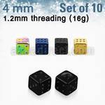 xsdit4s pack 10 dados acero quirurgico anodizado 4mm rosca distribuidor mayorista