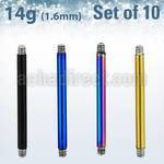 xtbb14g pack 10 barras barbells acero 316l anodizado rosca venta