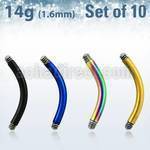 xtbn14g pack 10 barras bananas ombligo acero 316l anodizado rosca mayorista