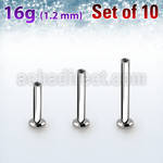 xtrlbic set 10 labret tragus acero 316l base redonda 2 5mm rosca interna distribuidor