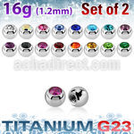 xujb25 titanium g23 bezel set jewel balls 2pcs