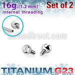 xujb2i titanium g23 ball tops clear crystal bezel set 2mm