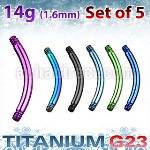 xutbn14 set 5 barras banana ombligo titanio g23 anodizado rosca al por mayor