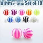 xuvbe8 set 10 bolas acrilico uv pelota playa 8mm rosca mayorista