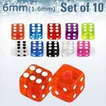 xuvdi6 set 10 dados acrilico uv 6mm rosca distribuidor mayorista