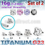 xuzrin titanium g23 prong set cz tops 09mm threading 2pcs
