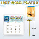 yfbrg16c caja 16 piercing nariz doblar tu mismo plata esterlina 925 0 6mm oro 18 kts cristal claro extra plano 3mm al por mayor