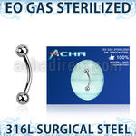 zbn18b3 sterilized steel eyebrow banana 18g two 3mm balls