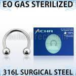 zcbeb piercing esterilizado barbell circular acero 316l bolas 3mm al por mayor